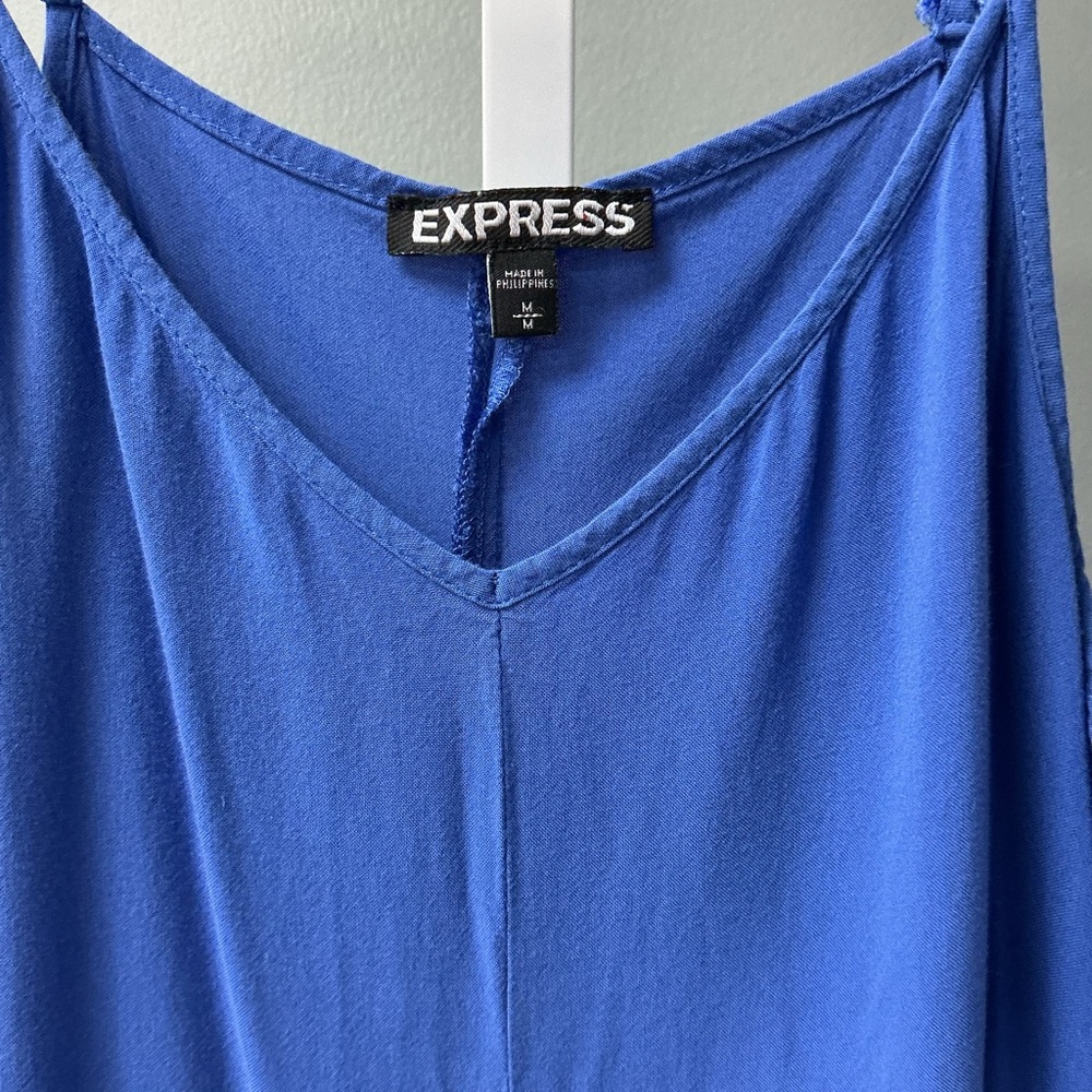 Express Y2K Blue Sleeveless mini Dress Retro Vintage Resort Wear Beach wear - Picture 2 of 6
